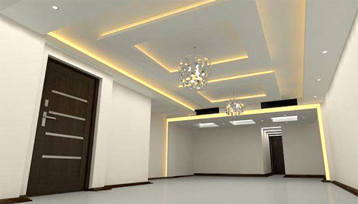 جدیدترین گچبری سقف پذیرایی و آشپزخانه