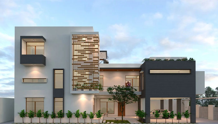 طراحی نمای ساختمان دو طبقه