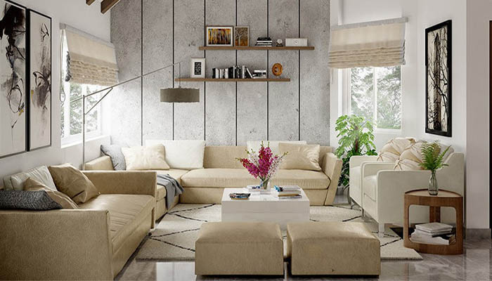 چیدمان پذیرایی مستطیل باریک